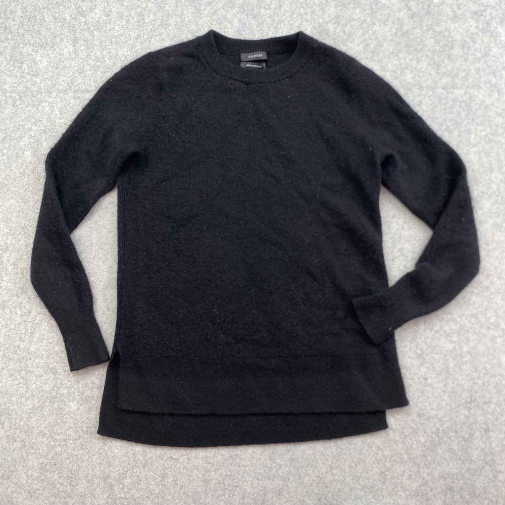 Halogen Sweater Womens XXS Petite Black 100% Cashmere Crewneck Pullover Knit
